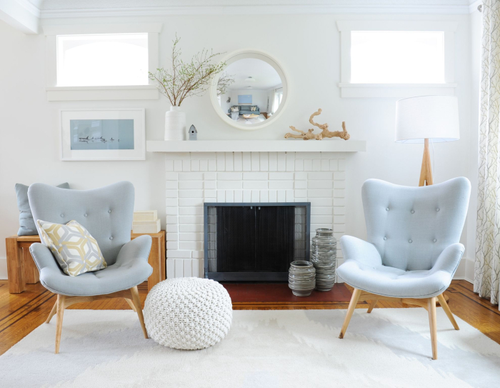 classic elegant living room white powder blue ottoman vancouver lower mainland
