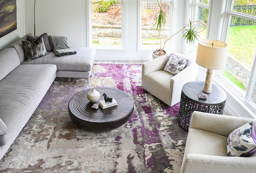 Simply-Home-Decorating_Lori-Steeves_Vancouver-BC_Canadian-Designer_What-You-Need-to-Know-About-Designing-a-Home-that-Helps-You-Destress_Purple-and-Grey-Light-and-Airy-Living-Room