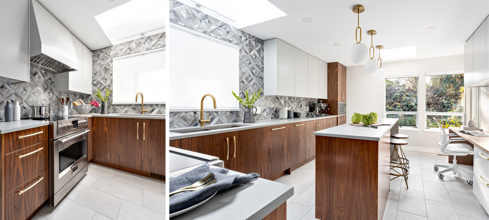 Simply-Home-Decorating-Vancouver-Renovation-Modern-Kitchen-Design-Skylights-Walnut-Cabinets-Geometrical-Backsplash