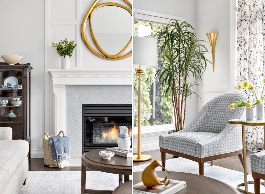dollarton-north-vancouver-home-renovation-living-room-heirloom-furniture-brass-mirror-fireplace-grey-furnishings-interior-design