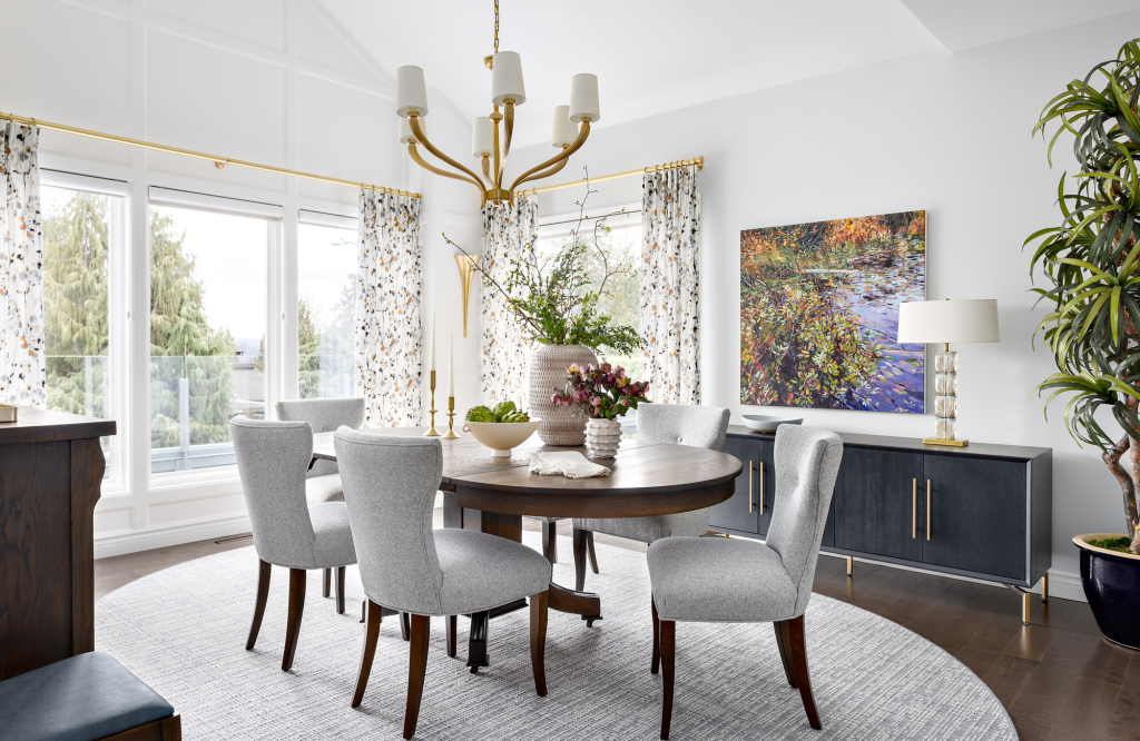 simply-home-decorating-deep-cove-ca-incorpoating-vintage-antiques-into-your-modern-home-dining-room-with-upholstered-chairs-and-plentiful-natural-light-contemporary-renovation