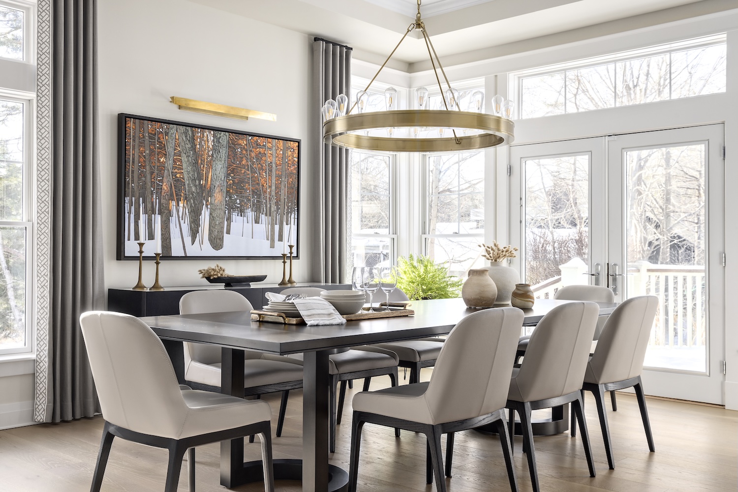 simply-home-decorating-deep-cove-coast-to-coast-home-renovation-satin-brass-chandelier-sophisticated-dining-room-design